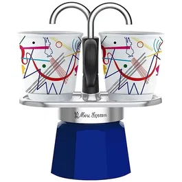 Bialetti Mini-Express Kandinsky - Cafetière italienne 2 tasses inox bleu 100 ml