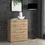 Commode TEMPRA 4 tiroirs en chêne artisan - Dimensions: 73,7 * 34,8 * 85,5 cm - Rangement spacieux et fonctionnel pour chambre, salon ou entrée