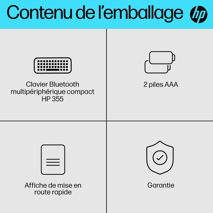 HP Clavier Bluetooth multi-appareil compact HP 355 - Noir