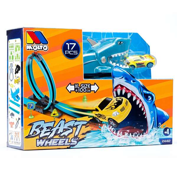 Molto - Piste de jeu avec requin 107 cm - Jeu d'assemblage incluant 17 pièces Molto - Piste de jeu avec requin 107 cm - Jeu d'assemblage incluant 17 pièces