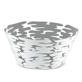 Boucquillon & Maaoui BM10/21 W - Cesto Barket rond perforé en acier et résine blanc 21 cm - Panier de service pour apéritifs et mise en place élégante