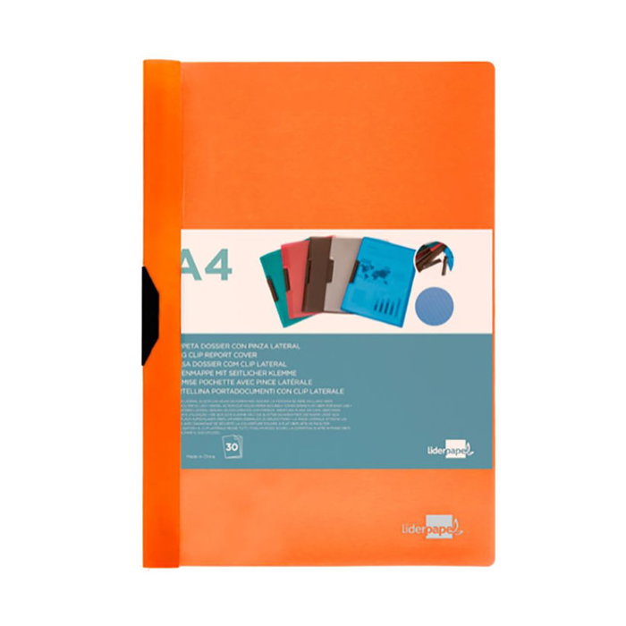 Liderpapel Chemise dossier A4 avec pince latérale orange fluo Liderpapel Chemise dossier A4 avec pince latérale orange fluo
