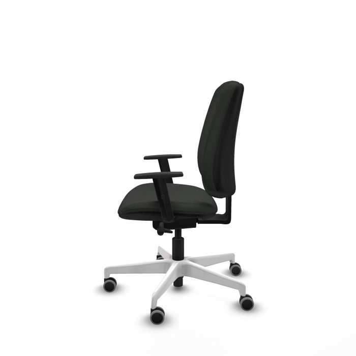 PIQUERAS Y CRESPO Chaise Alares Synchrone/Traslack Tissu Noir Structure Polyamide Blanc Accoudoir 1D sans appui-tête