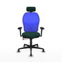 Piqueras Y Crespo Chaise de bureau Jorquera Sincro/Traslack Vert bouteille et Bleu