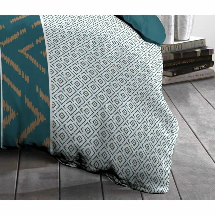 Home Linge Passion Parure de couette Ethno Bleu canard 140x200 cm