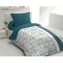 HOME LINGE PASSION - Parure de couette 1 personne en microfibre - Housse 140x200 cm + Taie d'oreiller 63x63 cm - Bleu canard