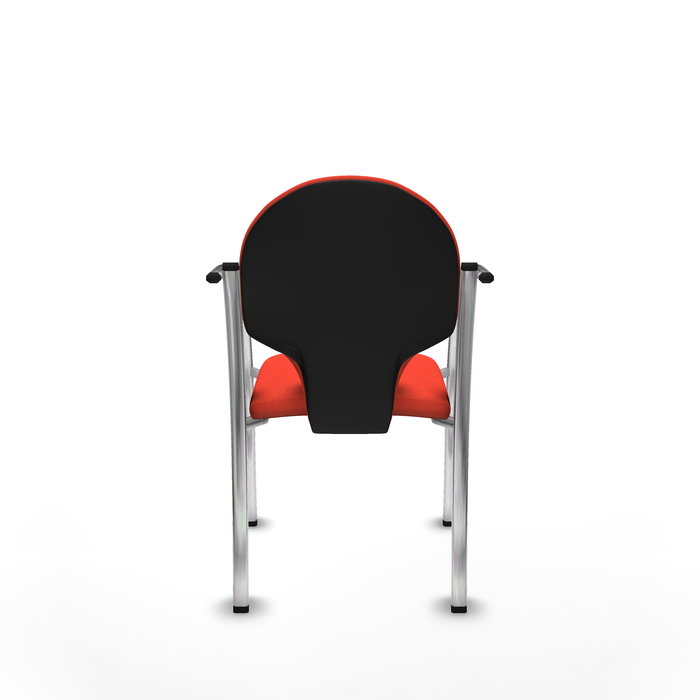 Silla Hellín tapizada con Tela color Naranja oscuro. Brazos fijos