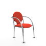Silla Hellín tapizada con Tela color Naranja oscuro. Brazos fijos