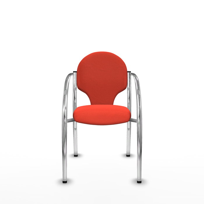 Silla Hellín tapizada con Tela color Naranja oscuro. Brazos fijos