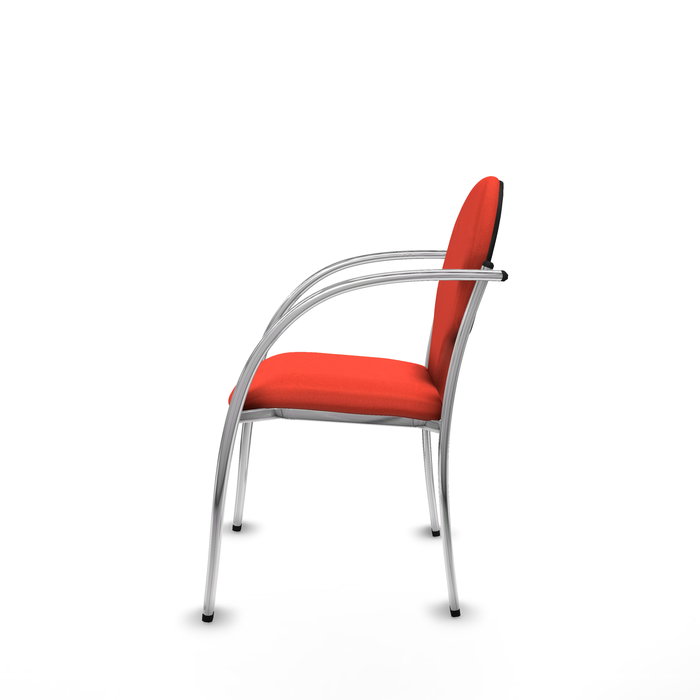 Silla Hellín tapizada con Tela color Naranja oscuro. Brazos fijos