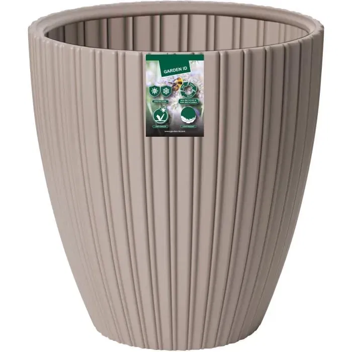 Garden ID Pot de fleurs Fancy, pot de jardin durable en plastique recyclé, résistant au gel et aux UV, 40 x 42 cm, couleur taupe, pour intérieur et extérieur Garden ID Pot de fleurs Fancy, pot de jardin durable en plastique recyclé, résistant au gel et aux UV, 40 x 42 cm, couleur taupe, pour intérieur et extérieur