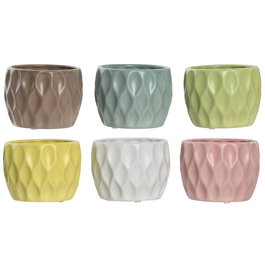 Cache-pot Home ESPRIT Jaune Blanc Vert Rose Dolomite Losanges 12 x 12 x 10 cm (6 Unités)