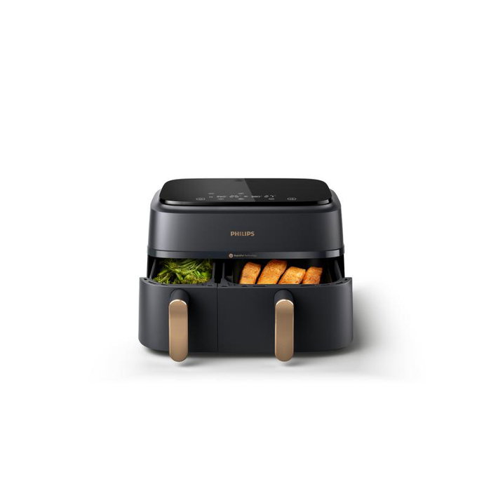Philips Airfryer NA352/00 Dual Basket 9L 2750W Noir Cuivre | Friteuse à air sans huile