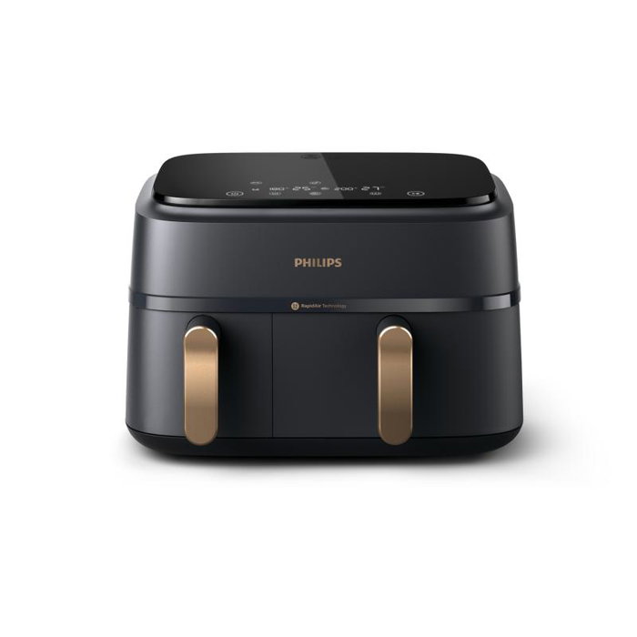 Philips Airfryer NA352/00 Dual Basket 9L 2750W Noir Cuivre | Friteuse à air sans huile