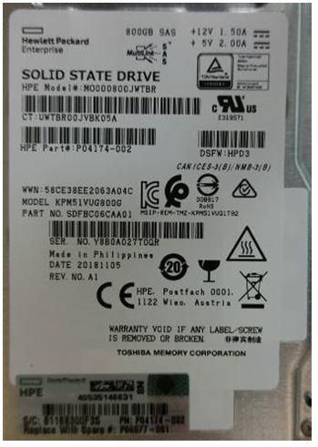 Hewlett Packard Enterprise SSD 800GB SFF SAS MU DS SC Hewlett Packard Enterprise SSD 800GB SFF SAS MU DS SC