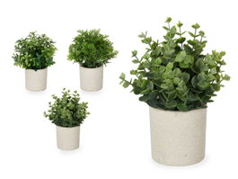 Ibergarden Pot en ciment avec fleurs vertes assorties 18x21x12 cm (Set de 12)