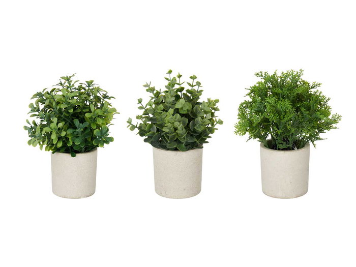 Ibergarden Pot en ciment avec fleurs vertes assorties 18x21x12 cm (Set de 12)
