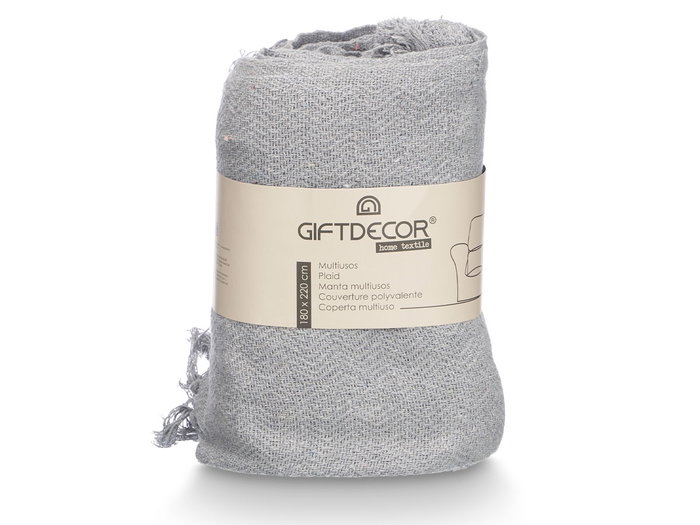 GIFTDECOR MULTIUSOS POMPON GRIS 180X220CM