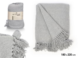GIFTDECOR MULTIUSOS POMPON GRIS 180X220CM