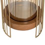 BigBuy Home Bougeoir Marron Doré Bois Verre Acier 18 x 18 x 25 cm