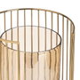 BigBuy Home Bougeoir Marron Doré Bois Verre Acier 18 x 18 x 25 cm