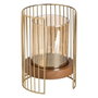 BigBuy Home Bougeoir Marron Doré Bois Verre Acier 18 x 18 x 25 cm