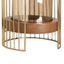 BigBuy Home Bougeoir Marron Doré Bois Verre Acier 18 x 18 x 25 cm