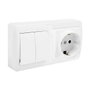 Solera mur36u Socle de prise Schuko bipolaire avec double commutateur et obturateur