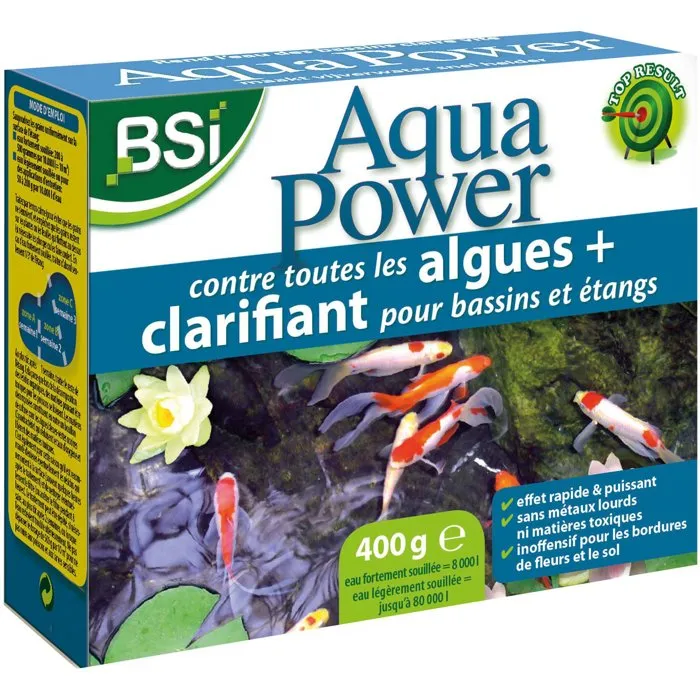 BSI Aqua Power Double Action 400 g Traitement Anti-Algues et Clarifiant pour Bassin et Étang BSI Aqua Power Double Action 400 g Traitement Anti-Algues et Clarifiant pour Bassin et Étang