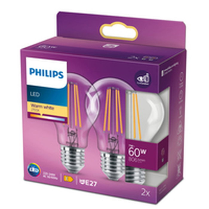 Philips LED Classic 60W Standard E27 Blanc Chaud (Lot de 2) Philips LED Classic 60W Standard E27 Blanc Chaud (Lot de 2)