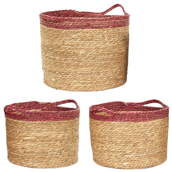 Home Deco Factory Jeu de 3 paniers tressés bicolores Home Deco Factory Jeu de 3 paniers tressés bicolores