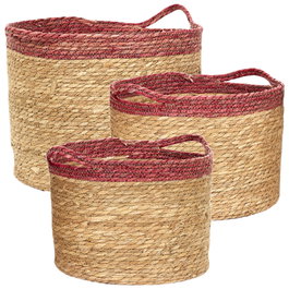 Home Deco Factory Jeu de 3 paniers tressés bicolores