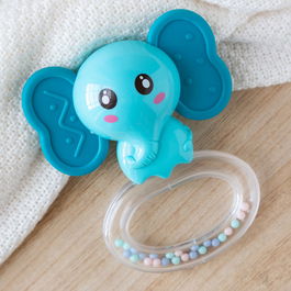 Mordeur Hochet Éléphant en Silicone Douce pour Bébé +3 Mois - Jouet d'Éveil Sensoriel pour Soulager les Douleurs de Dentition avec Effets Sonores