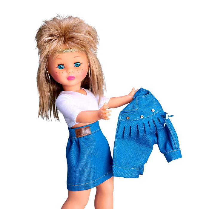 Nancy Colección Nac64000 - Poupée Punk avec Look Denim, Cheveux Crépés et Veste Oversize, Réédition Année 1989