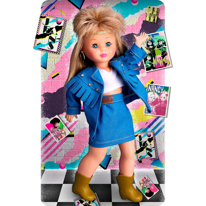 Nancy Colección Nac64000 - Poupée Punk avec Look Denim, Cheveux Crépés et Veste Oversize, Réédition Année 1989