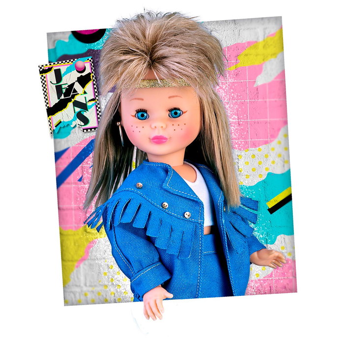 Nancy Colección Nac64000 - Poupée Punk avec Look Denim, Cheveux Crépés et Veste Oversize, Réédition Année 1989