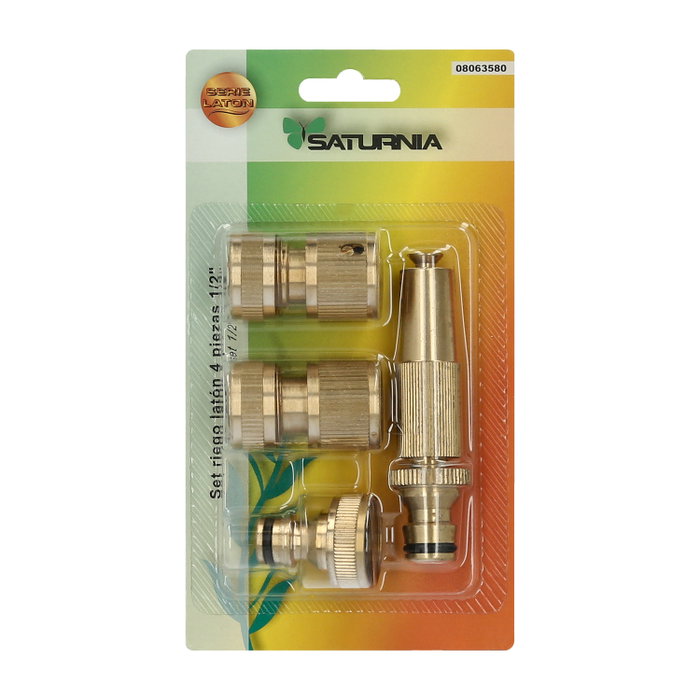 SATURNIA Set d'arrosage en laiton 1/2 pouce avec 4 pièces SATURNIA Set d'arrosage en laiton 1/2 pouce avec 4 pièces