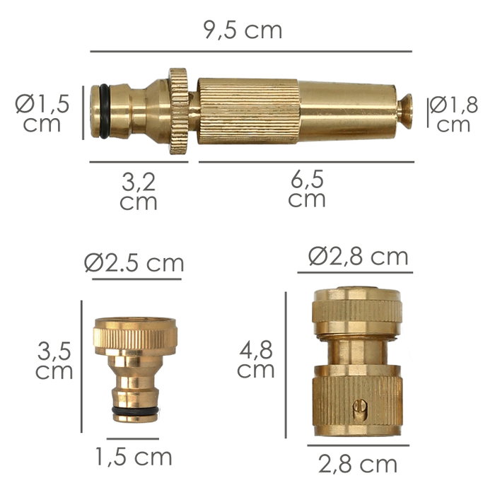SATURNIA Set d'arrosage en laiton 1/2 pouce avec 4 pièces SATURNIA Set d'arrosage en laiton 1/2 pouce avec 4 pièces