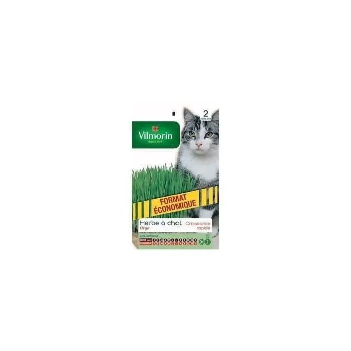 Vilmorin Sachet de graines d'herbe à chat Orge - Complément alimentaire pour chats d'appartement pour prévenir les boules de poils