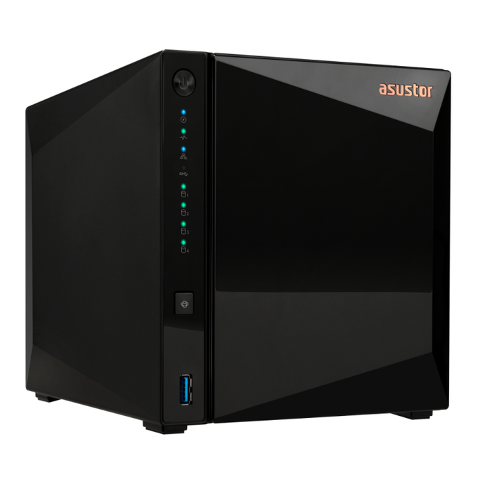 Asustor AS3304T Serveur NAS Tower 4 Bay Quad-Core 1.4GHz 2GB DDR4 2.5GbE USB 3.2 Noir