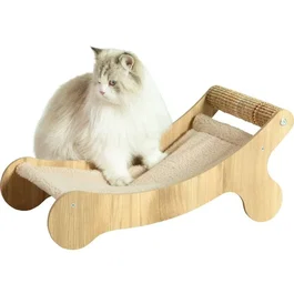Zolux Boréal Chaise longue hamac pour chat avec griffoir sisal intégré - Accessoire repos 2 en 1 en MDF FSC, Beige (L58 x P30 x H25 cm)