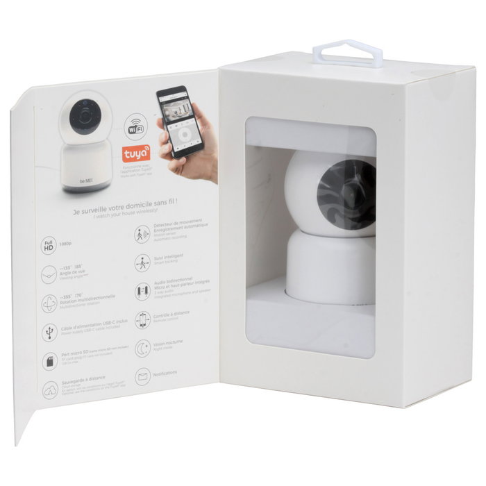 Be Mix Caméra de surveillance Full HD 1080p avec rotation 355°