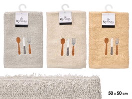 KINVARA Lot de 24 paños de cuisine neutres 50x50cm Beige + Blanco