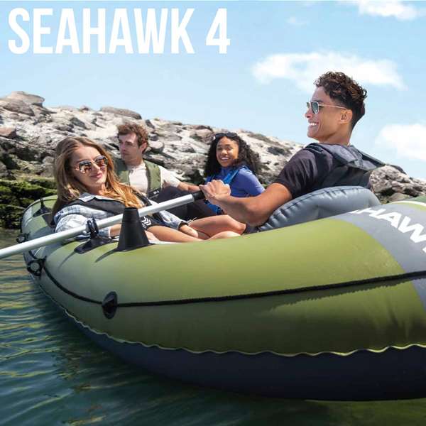 Intex Barco Seahawk pour 4 personnes avec rames en aluminium et pompe