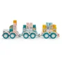 Ecoiffier 7918 - Train de construction et de motricité en bois pour enfant - 30 briques et 3 châssis - Jouet d'éveil garanti origine France