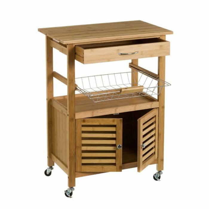 Chariot à légumes Naturel Métal Bambou 60 x 36 x 80 cm Chariot à légumes Naturel Métal Bambou 60 x 36 x 80 cm