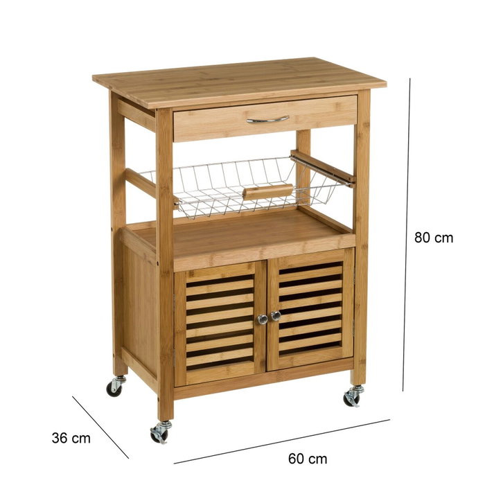 Chariot à légumes Naturel Métal Bambou 60 x 36 x 80 cm Chariot à légumes Naturel Métal Bambou 60 x 36 x 80 cm