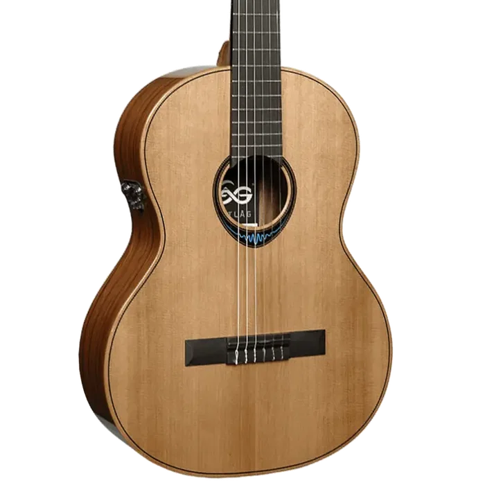 LAG Guitare Classique Nylon Blue Wave 2 - Électroacoustique, Table Cèdre Massif, Fond Palissandre, 4/4