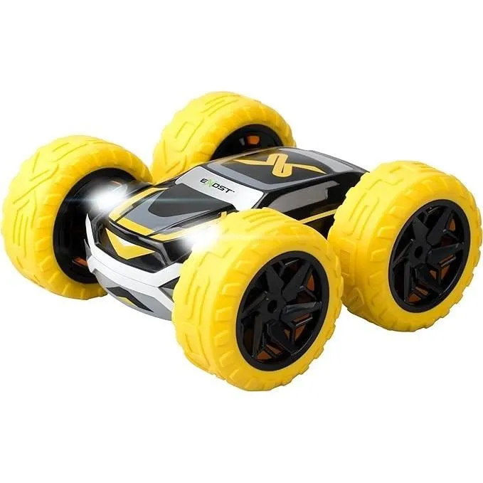 Exost - Voiture télécommandée 360 Cross jaune, radio 2.4Ghz pour 10 joueurs, 360°, batterie rechargeable, jeu 30-40 min, dès 4 ans