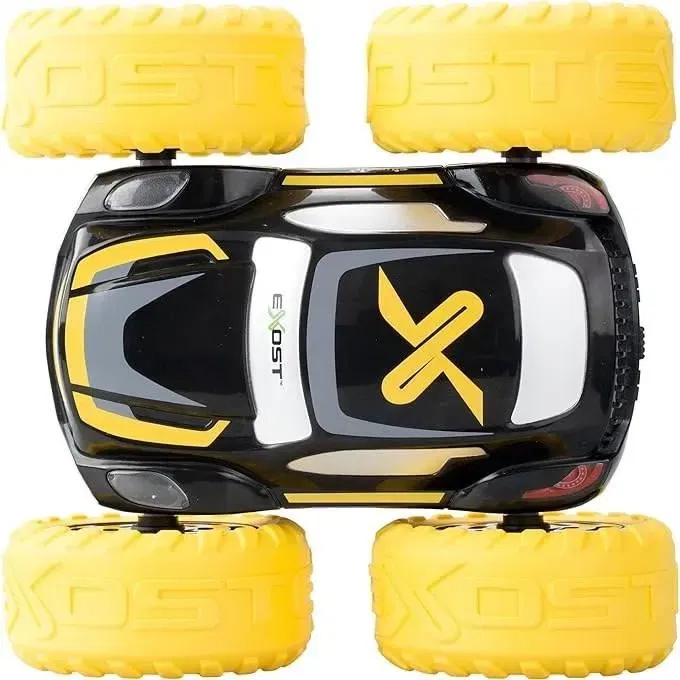 Exost - Voiture télécommandée 360 Cross jaune, radio 2.4Ghz pour 10 joueurs, 360°, batterie rechargeable, jeu 30-40 min, dès 4 ans